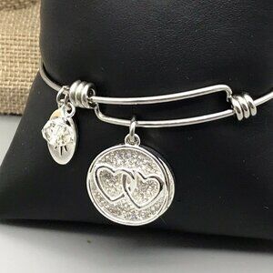 Believe by Brilliance Silver Tone Love Theme Expandable Charm Bracelet Hearts